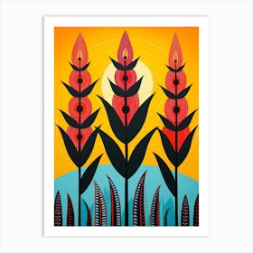 Flower Motif Painting Heliconia 2 Art Print