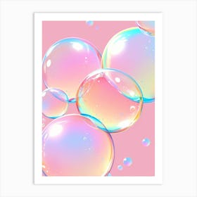 Soap Bubbles On Pink Background Art Print