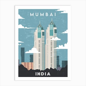 Mumbai, India — Retro travel minimalist poster Art Print