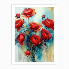 A Dozen Red Roses Alcohol Ink Pt. 2 Art Print