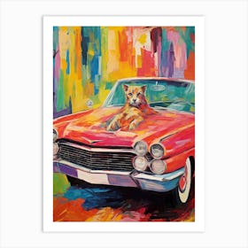 Cadillac El Dorado Vintage Car With A Cat, Matisse Style Painting 0 Art Print