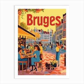 Aihrgdesign A 1970s Inspired Travel Poster For Bruges 3 Art Print