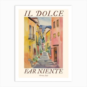 Il Dolce Far Niente Verona, Italy Watercolour Streets 4 Poster Art Print