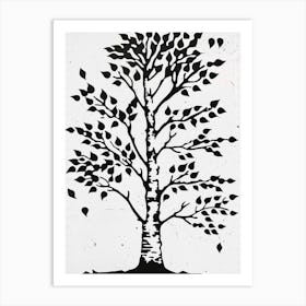 Birch Tree Simple Geometric Nature Stencil 1 1 Art Print