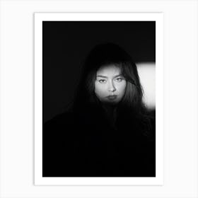 Monochromatic Portrait Face Emerges Split Between Stark Light And Deep Shadow Chiaroscuro Techniqu 1 Art Print