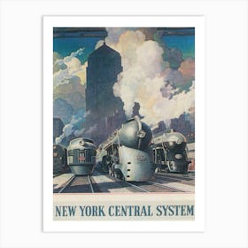 New York Trains Central System Vintage Poster Art Print