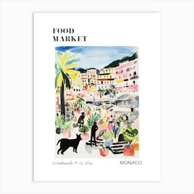 The Food Market In Monaco 2 Illustration Poster Art Print