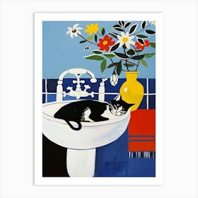 Cat In The Sink Art Print