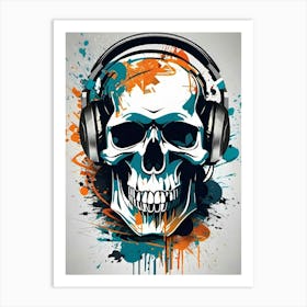 Skull With Headphones 132 Art Print