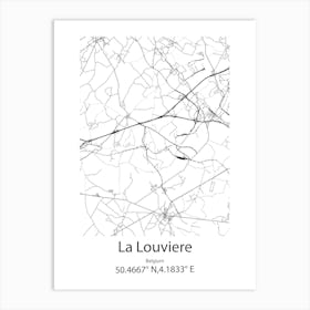 La Louviere,Belgium Minimalist Map Art Print