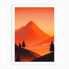 Misty Mountains Vertical Composition In Orange Tone 308 Art Print