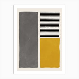 Modern Black Lines Gray Mustard Art Print