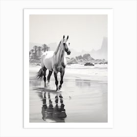 A Horse Oil Painting In Camps Bay Beach, South Africa, Portrait 1 Art Print