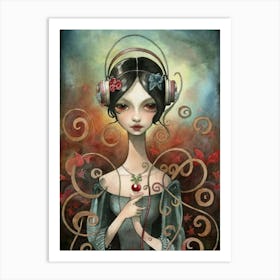 Girl With Headphones 11 Art Print