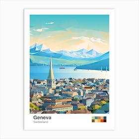 Geneva, Switzerland, Geometric Illustration 4 Poster Art Print
