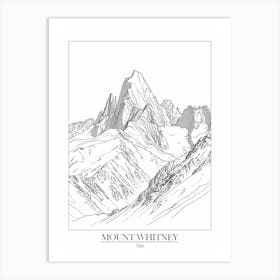 Mount Whitney Usa Line Drawing 8 Poster Art Print