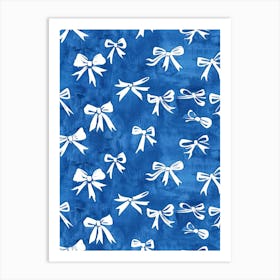 White And Blue Bows 1 Pattern Art Print