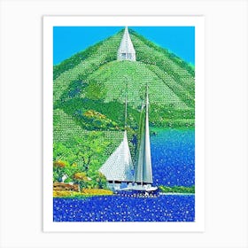 Grenadines Saint Vincent And The Grenadines Pointillism Style Tropical Destination Art Print