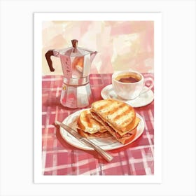 Pink Breakfast Food Panini 1 Art Print