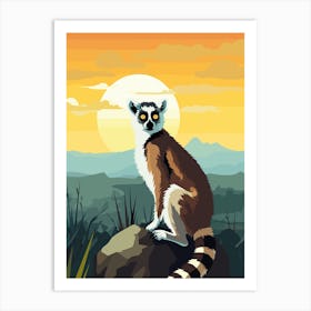 Lemur At Sunset Art Print