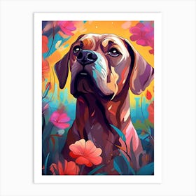 Dog In Flowers Art Print