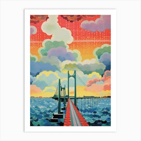 Oresun Bridge, Sweden Colourful 3 Art Print