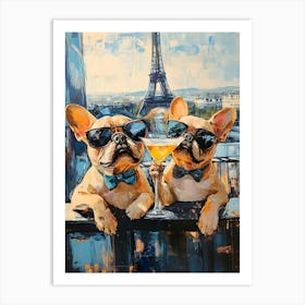 Whimsical Frenchies At The Bar 15 Art Print