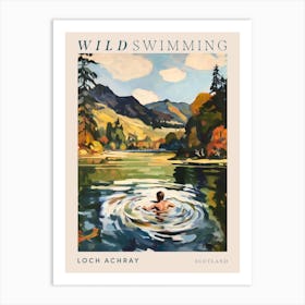 Wild Swimming At Loch Achray Scotland 2 Poster Art Print