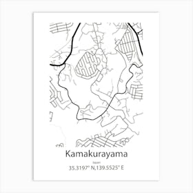 Kamakurayama,Japan Minimalist Map Art Print