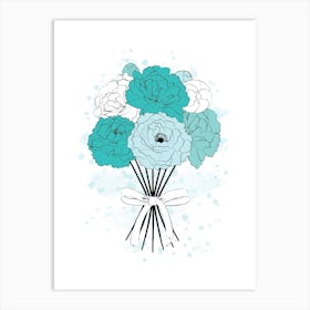 Blue Peonies Art Print