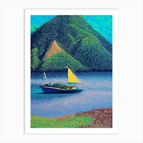 Lombok Indonesia Pointillism Style Tropical Destination Art Print