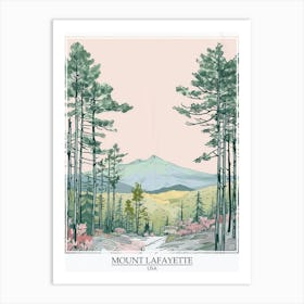 Mount Lafayette Usa Color Line Drawing 1 Poster Art Print
