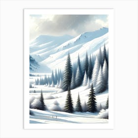 White Winter Hill AI Art Print