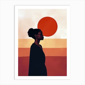 Silhouette Of A African Woman, Minimalism 5 Art Print