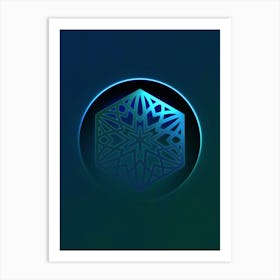 Geometric Neon Glyph on Jewel Tone Triangle Pattern 428 Art Print