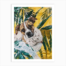 Animal Party: Crumpled Cute Critters with Cocktails and Cigars Dog In The Palms Art Print