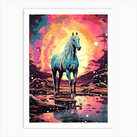 Blue Horse Painting Art Print