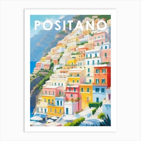 Positano City Travel Poster Cubism Style Art Print