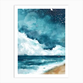 Watercolor Of The Beach Art Print