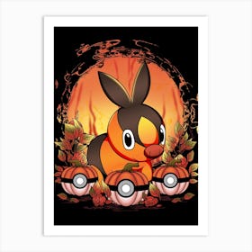 Tepig Spooky Night - Pokemon Halloween Art Print