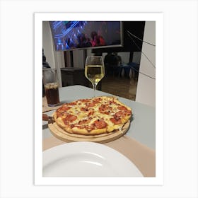 Pizza And Wine 1 Art Print