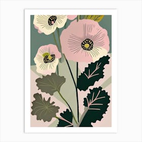 Hollyhock Wildflower Modern Muted Colours 1 Art Print