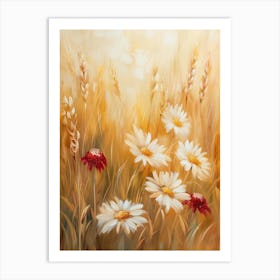 Daisies In A Wheat Field Art Print