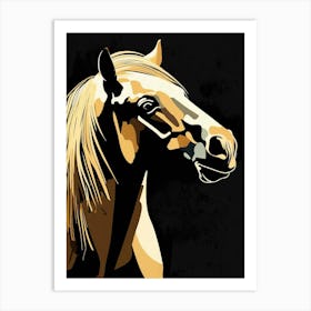 Perfil De Cara De Caballo Con Juego De Colores Beige Y Negro Art Print