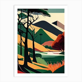 Lake District National Park United Kingdom Retro Art Print