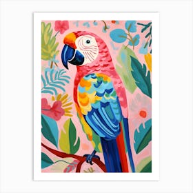 Pink Scandi Macaw 3 Art Print