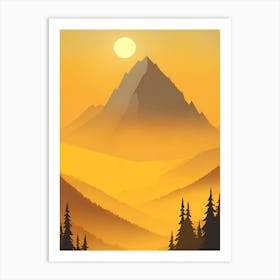 Misty Mountains Vertical Composition In Yellow Tone 3 Art Print