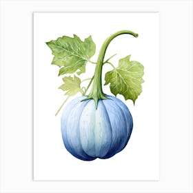 Blue Hubbard Squash Pumpkin Watercolour Illustration 3 Art Print