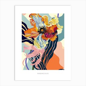 Colourful Flower Illustration Poster Ranunculus 2 Art Print