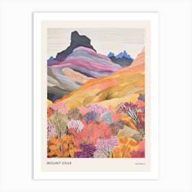 Mount Ossa Australia 2 Colourful Mountain Illustration Poster Art Print